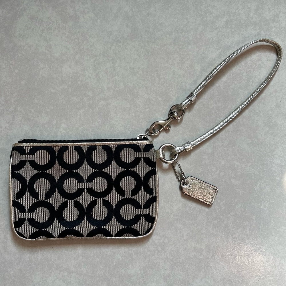 Coach Black and Silver Patterned Wristlet - Picture 4 of 8